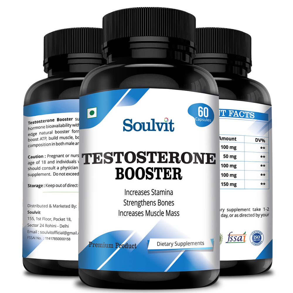 Soulvit Testosterone Booster Supplement 800mg 60 Nos Vitamins Capsule
