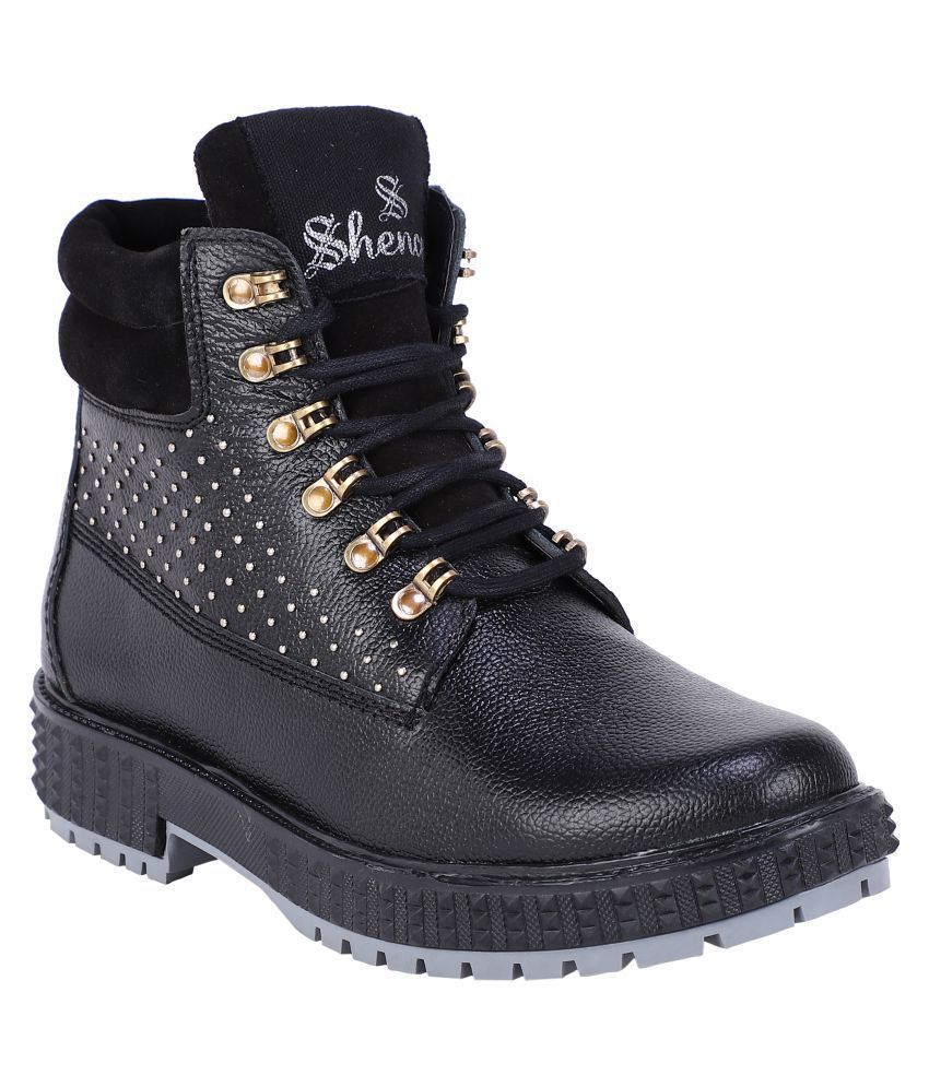     			SHENCES Black Casual Boot