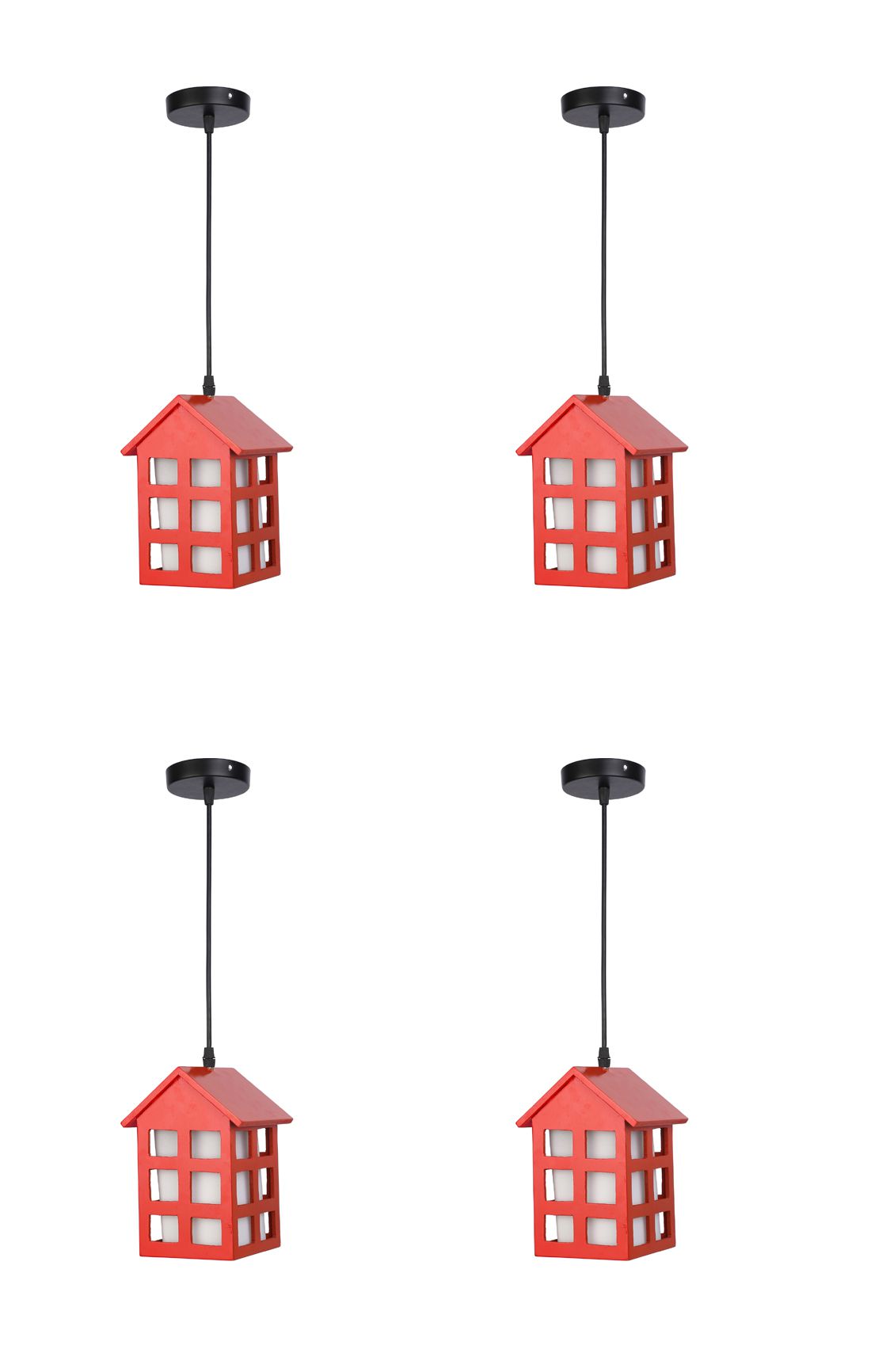    			Somil Wood Hanging Lamp Pendant Red - Pack of 4
