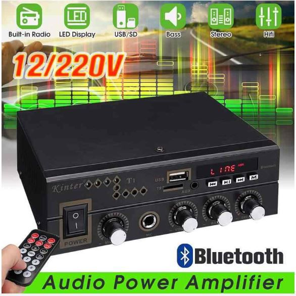 600W Bluetooth Audio Stereo MP3 USB FM SD Mic Digital Amplifier EU Plug Home Car