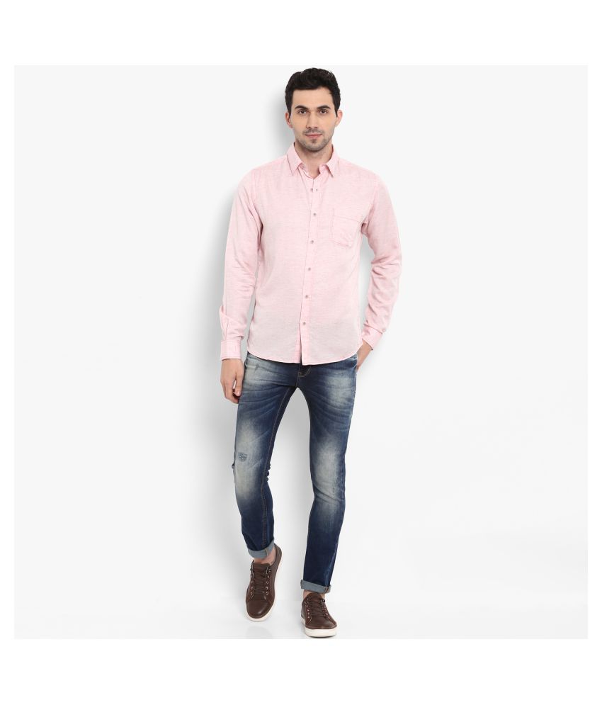 Mufti Cotton Blend Pink Solids Shirt - Buy Mufti Cotton Blend Pink ...