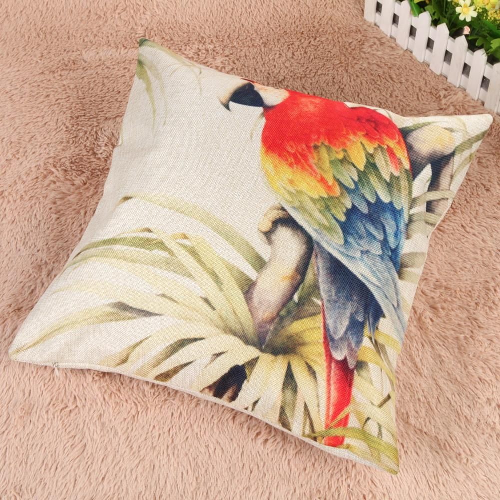 Creative Parrot Pattern Cotton Pillow Cover Pillow Cushion Cover