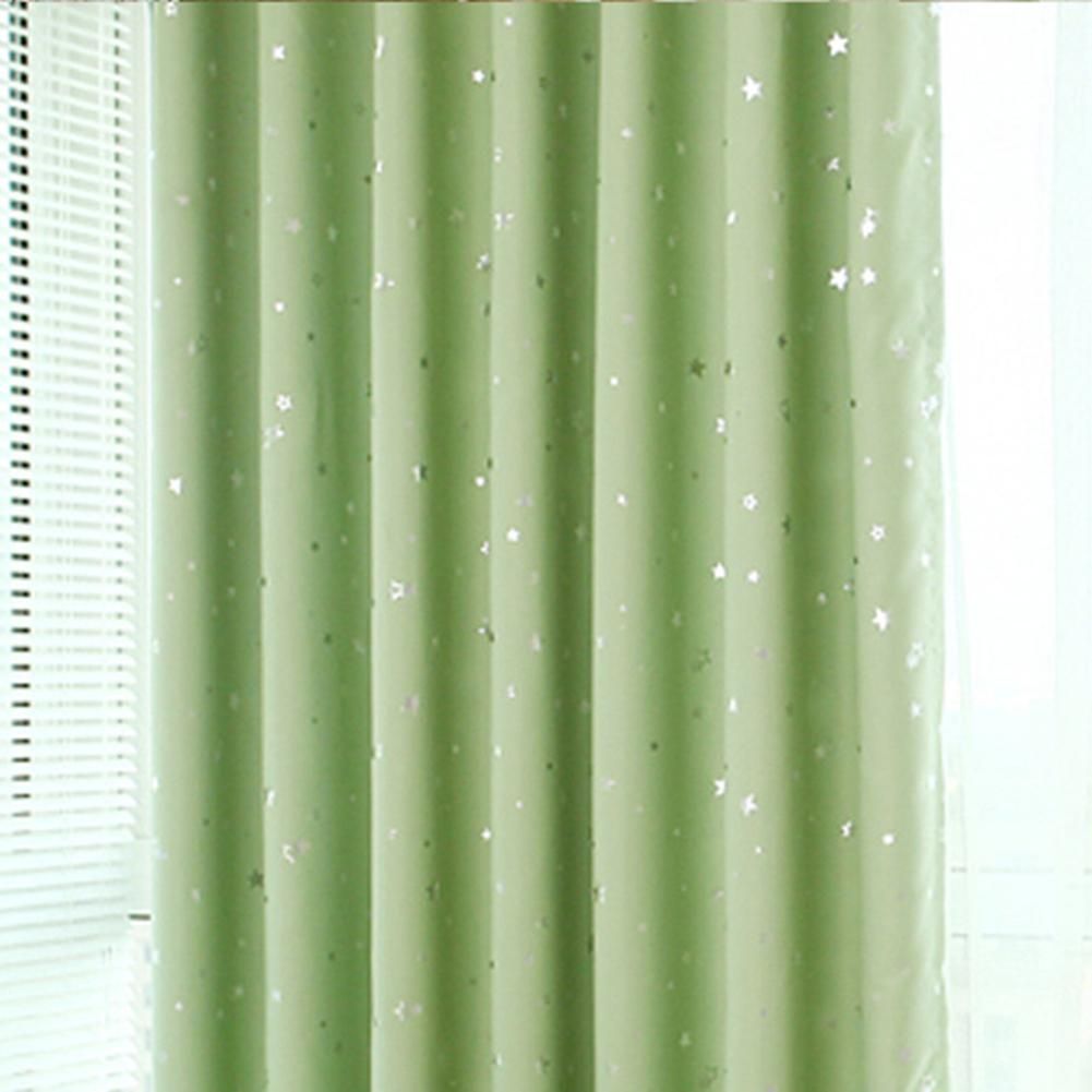2pcs Stars Gold Stamp Blackout Curtains Balcony Windows Drapes