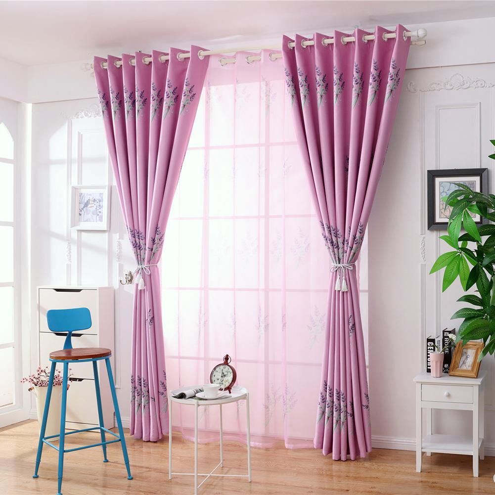 Flower Print Blackout Curtains Living Bedroom Window Drapes