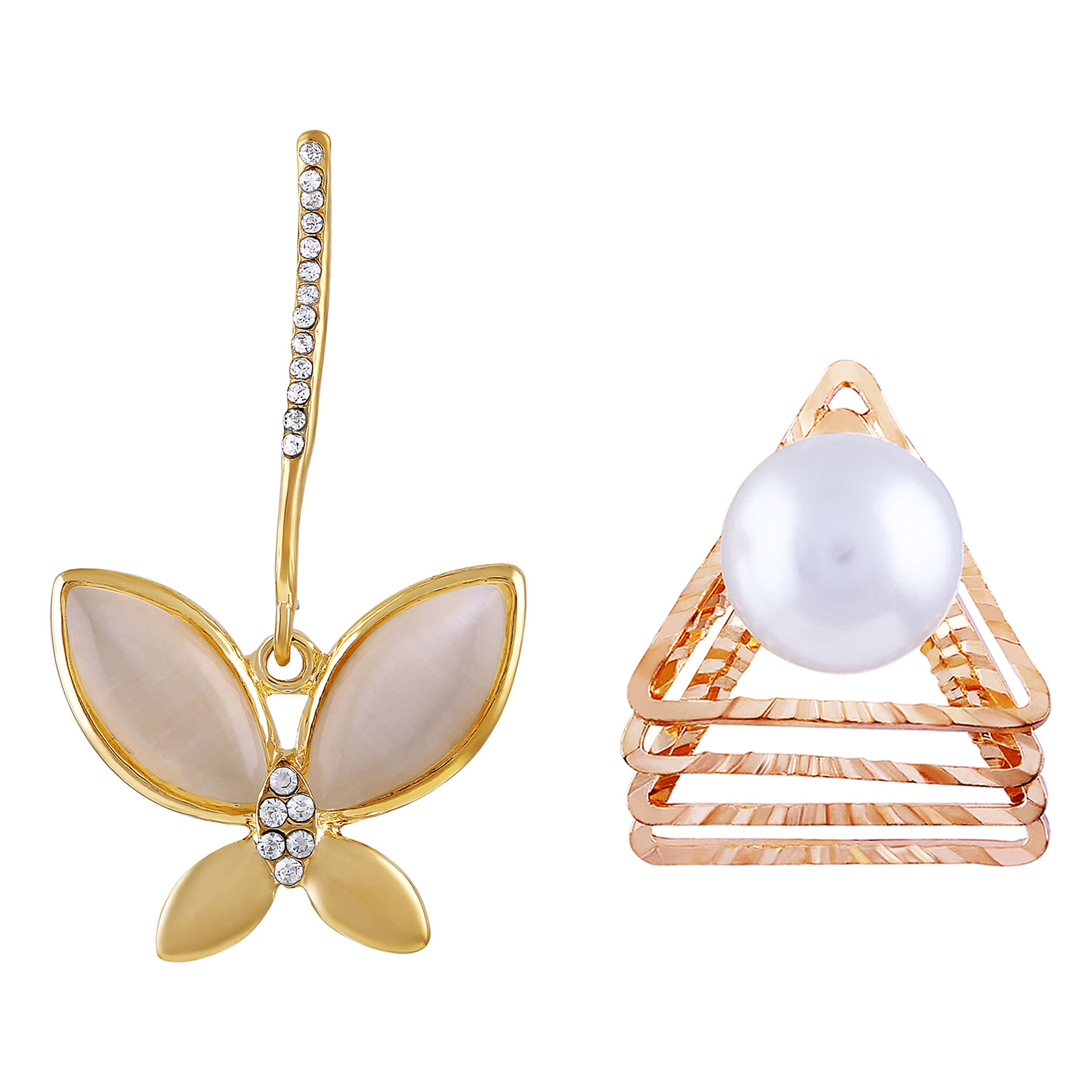     			Stunning Gold-Toned Pearl Enamelled Mismatch Earring