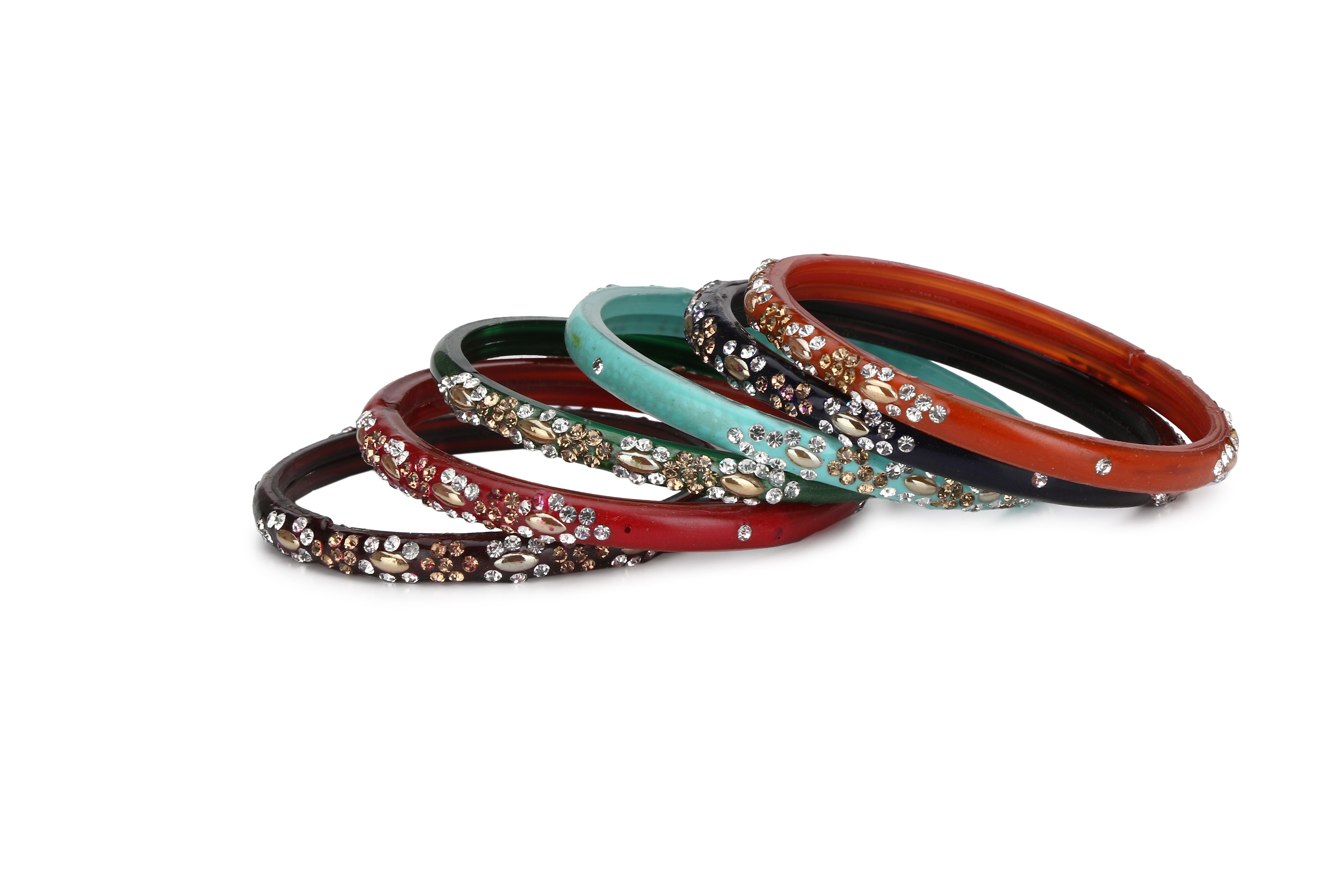 Party Glass Bangle Set Ornamented With Beads For Spaical Look (Pack Of