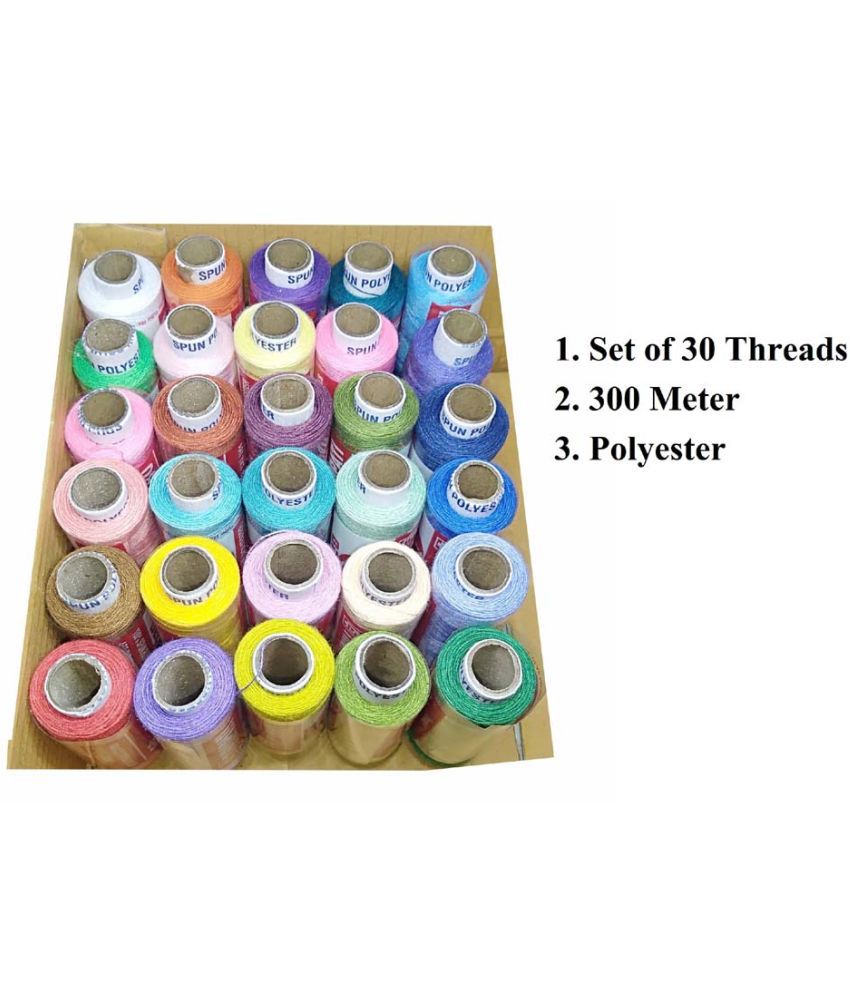     			Unikkus Premium Quality Threads for Sewing, Set of 30 tubes/dhaga, Most popular ladies fast color threads