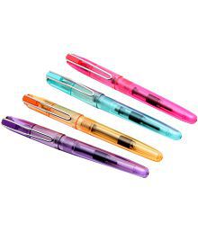 Srpc Set Of 4 - Demonstrator Fountain Pens Extra Fine Nib With Chrome Clip