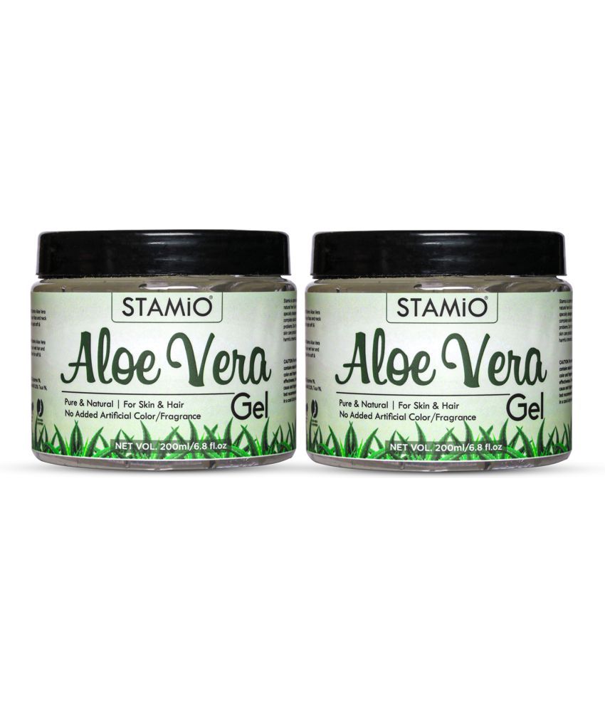     			STAMIO Pure Aloe Vera Gel for All Skin & Hair Types, Multipurpose Beauty Gel | No Added Artificial Fragrance/Color | 200ml, Pack of 2