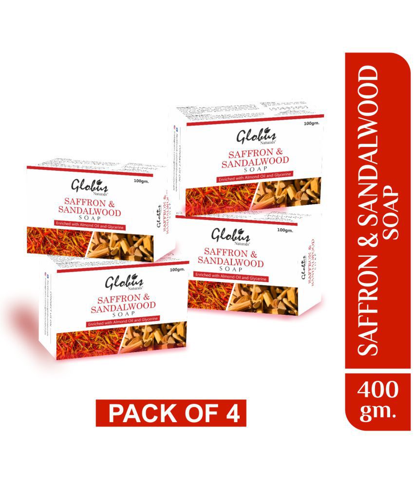     			Globus Naturals Saffron & Sandalwood Soap for lighten and brighten Skin Bathing Bar 100 g
