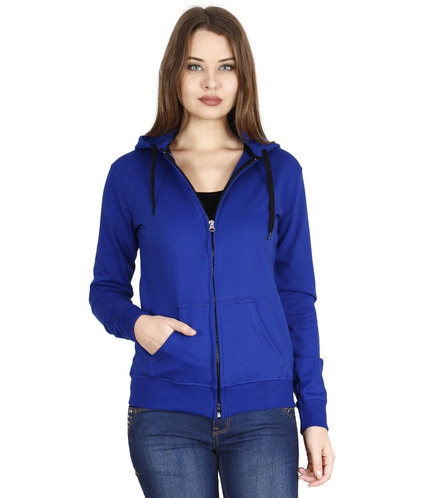     			FLEXIMAA Cotton Blue Hooded Sweatshirt