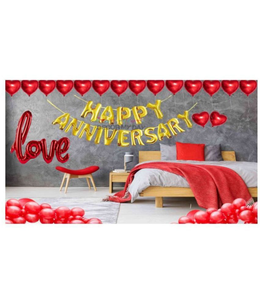     			KR Balloon 91 pcs Royal Happy Anniversary Decoration For for Husband / Lover/ wife