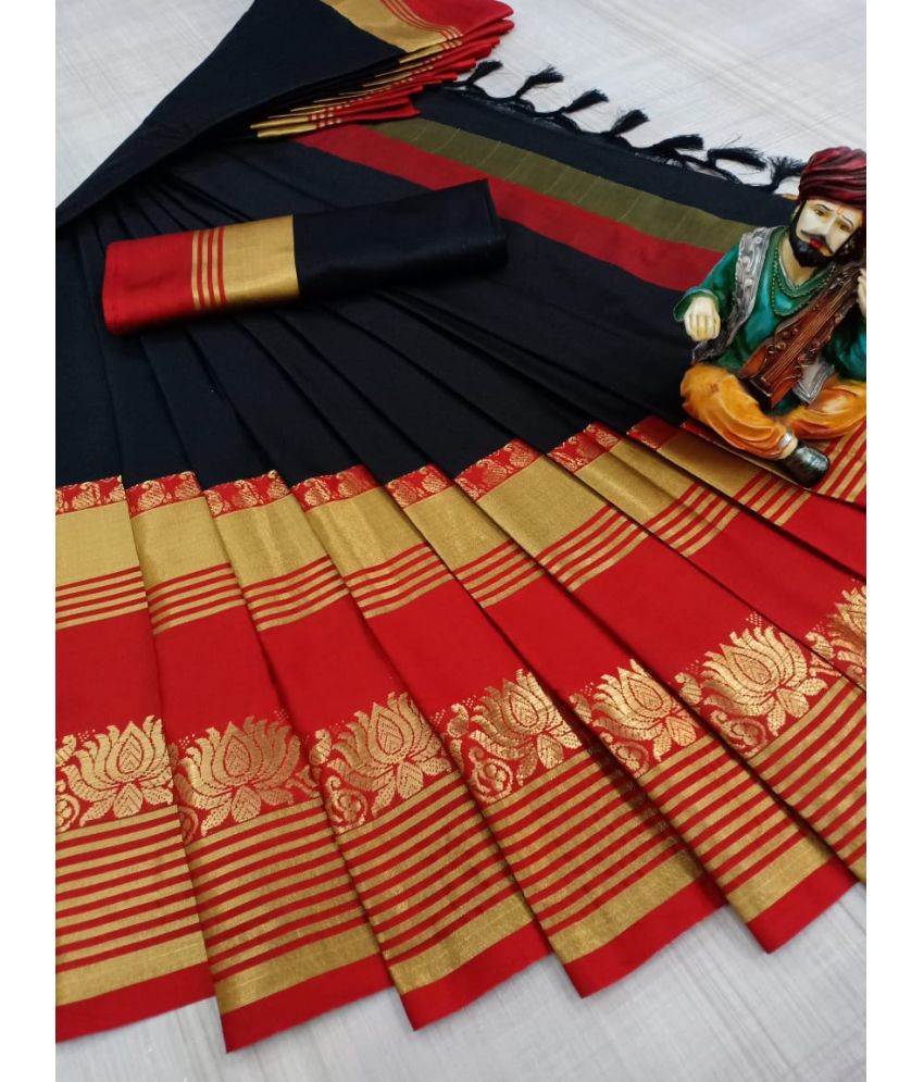     			fab woven Black Cotton Silk Saree - Single