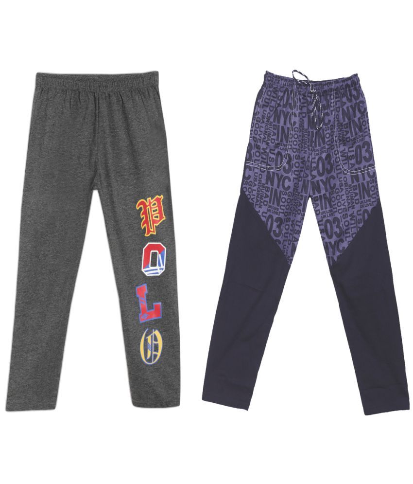     			Fashionable Charcoal:Black pack of 2 track pant in 100% cotton fabric  for boys