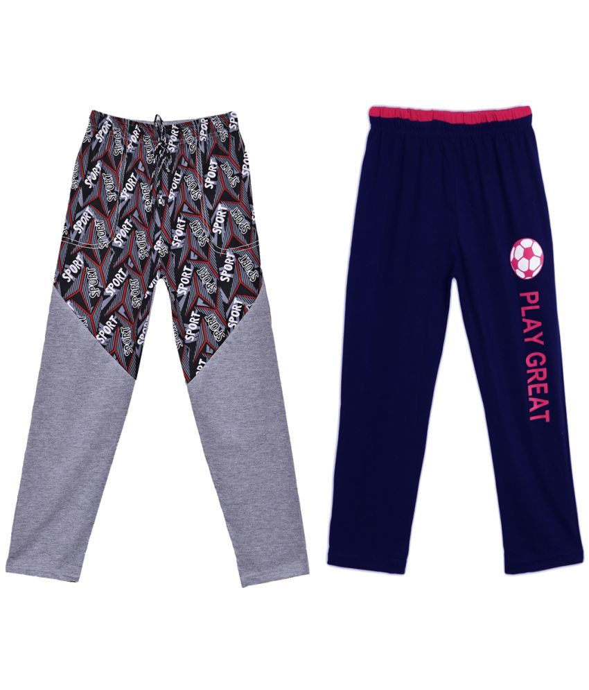     			Fashionable Navy:Grey pack of 2 track pant in 100% cotton fabric  for boys