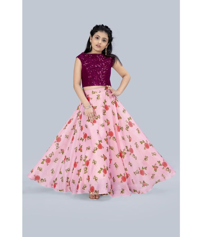     			MIRROW TRADE Silk Lehenga Choli Sets For Girls ( Pack of 1 , Pink )