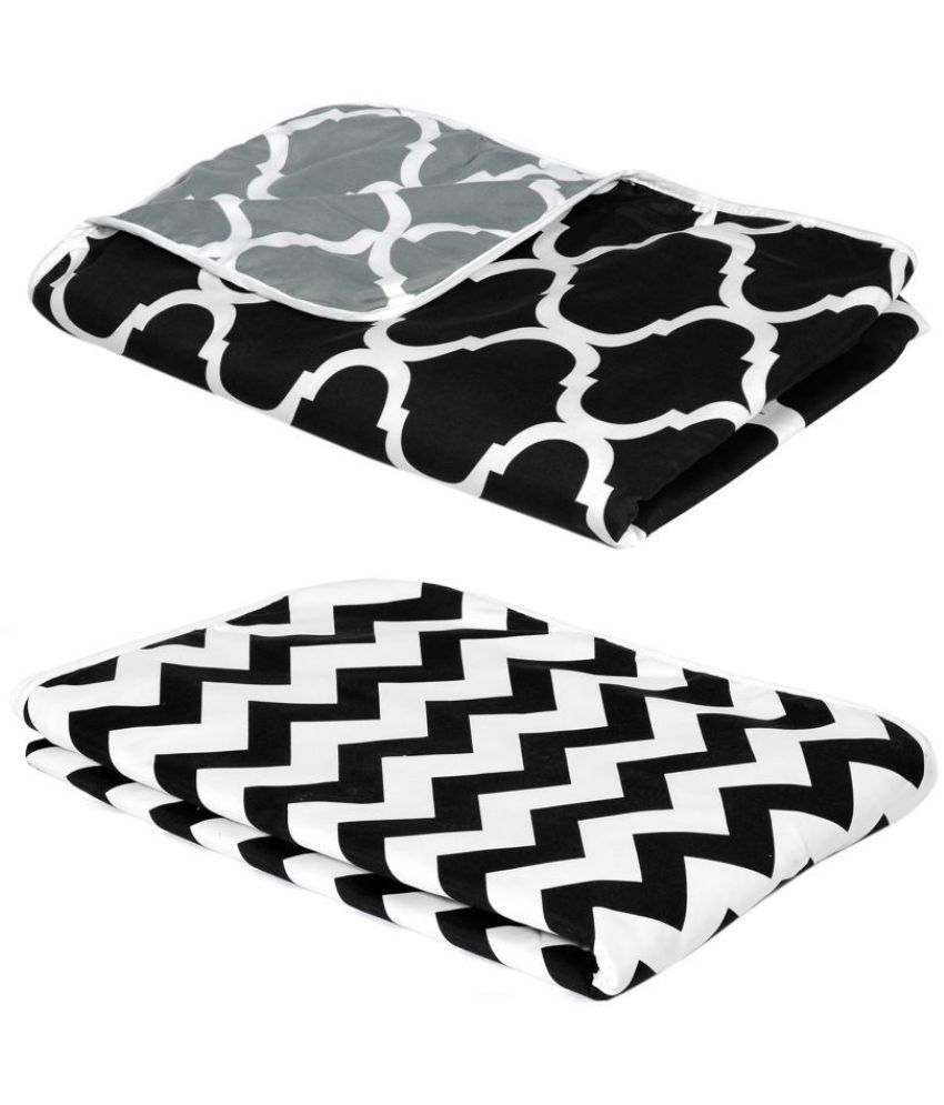 DIVINE CASA Single Polyester Black Abstract Dohar Set of 2