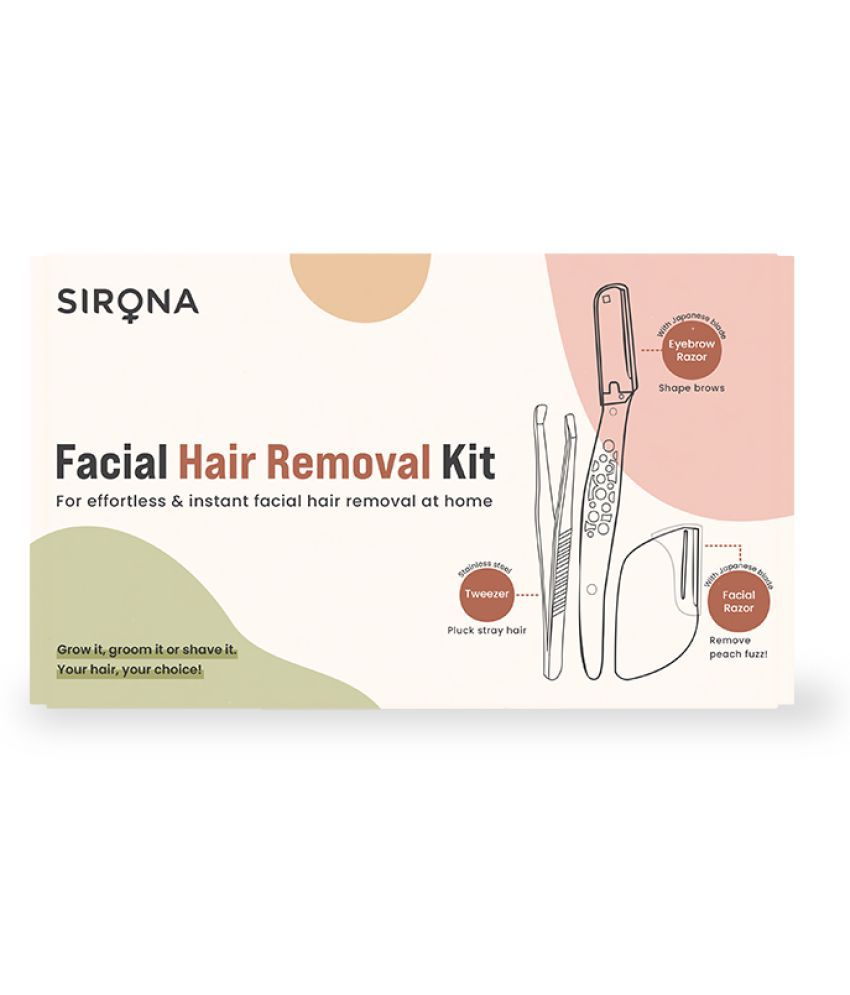 Sirona Reusable Facial Hair Removal Kit - Set of 3 | Includes Tweezer, Eyebrow Razor & Face Razor