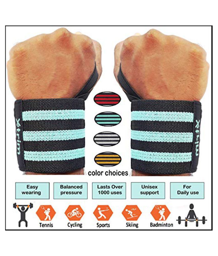 Xtrim Dura Elasticized Professional Adjustable Stabilizer Wrist Wrap Support Straps For All Sports Activities A A A 75 Mm Softer Wider Durable Washable Breathable 18a A A A A A Cool Design 1 Pair Turquoise Buy Online At Best Price On Snapdeal