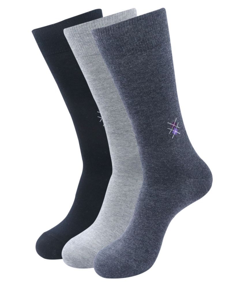 Balenzia - Cotton Men's Solid Multicolor Mid Length Socks ( Pack of 3 )