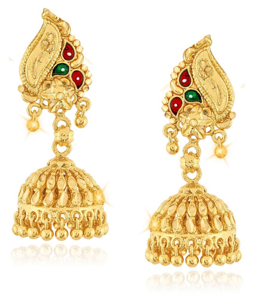     			Vighnaharta - Golden Jhumki Earrings ( Pack of 1 )