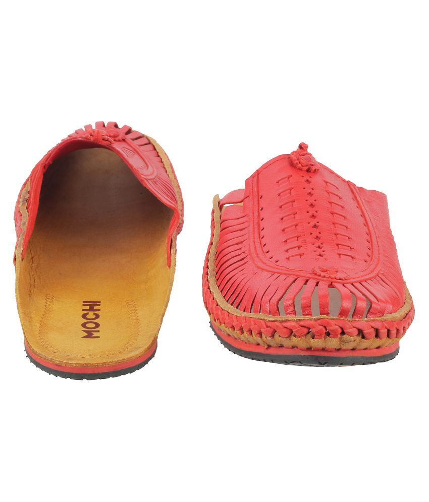 Mochi Red Leather Sandals Price in India- Buy Mochi Red Leather Sandals Online at Snapdeal
