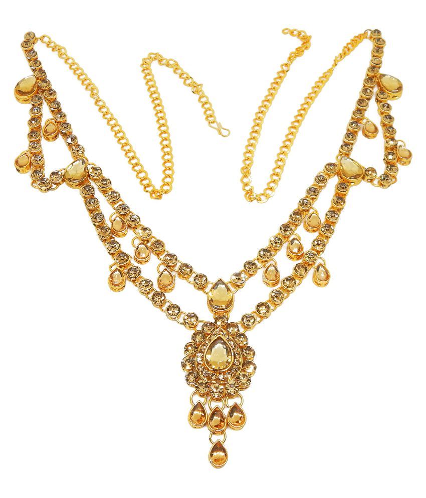 Fresh Vibes Traditional Gold Plated Ladies Crystal Stone Kamarband for Marriage Party Wear