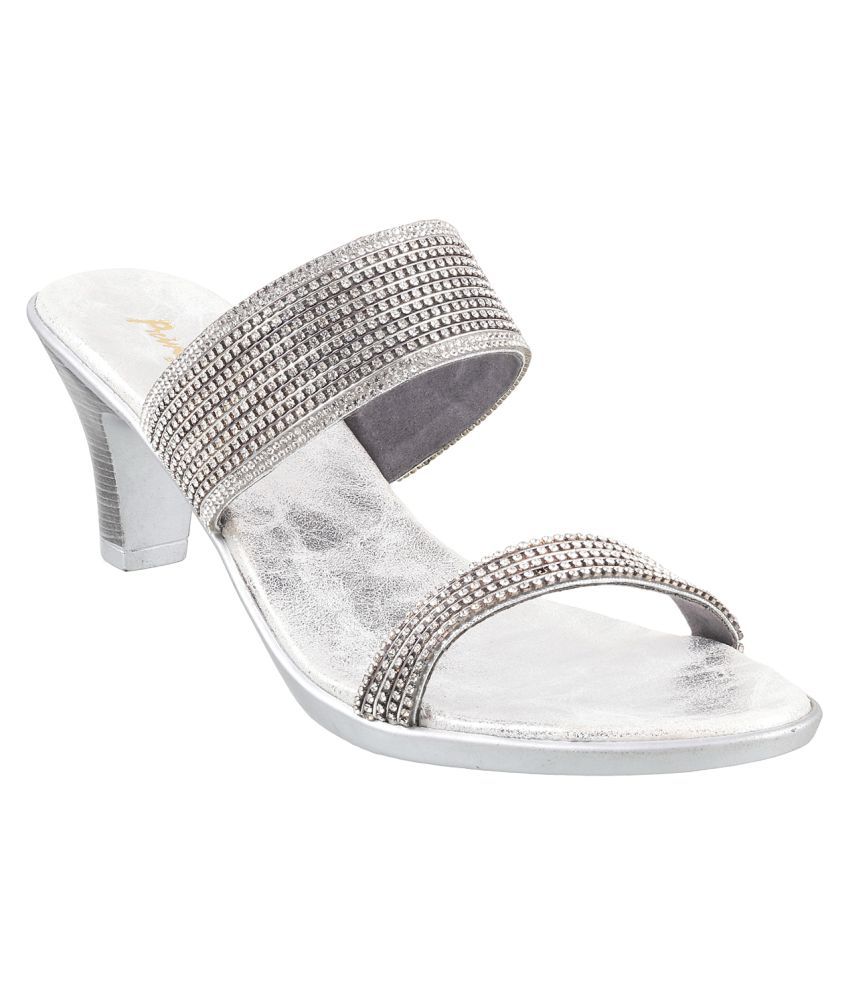 silver block heels cheap