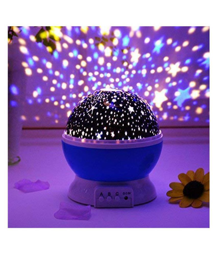 wevdot Star Master Colorful LED 360 Degree Rotating Moon Light Romantic Sky Projector Night Lamp with USB Cable, Kids Room Night Bulb - Pack of 1