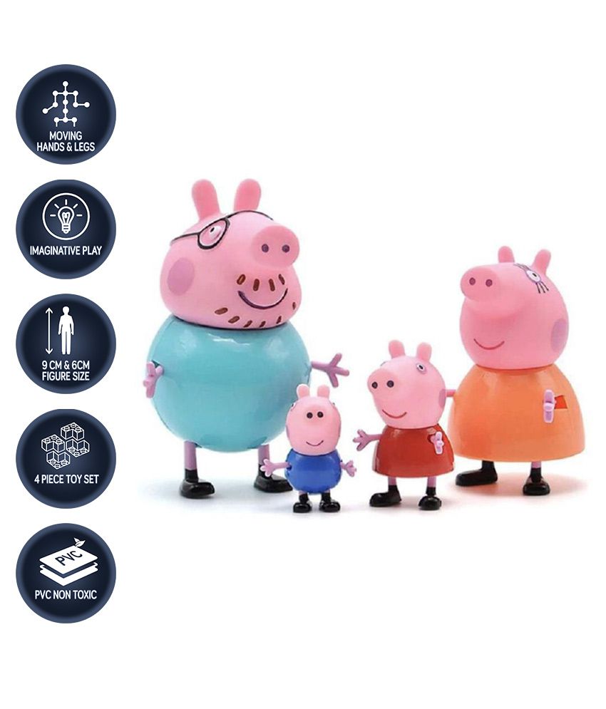 New 4pcs Set Peppa George Pig Action Toy Family Dad Mom Pig Anime Toys For Kids