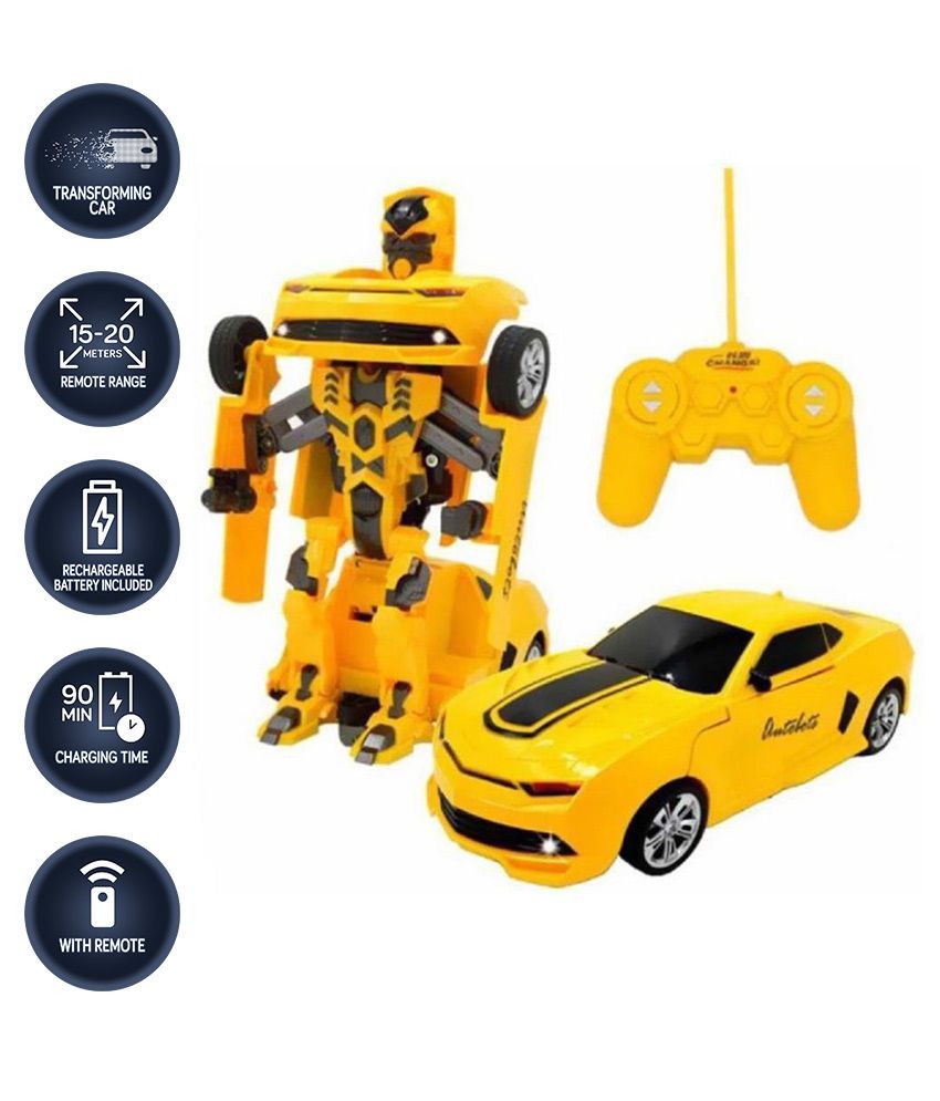     			Shy Products Rechargeable RC Bumble-Bee Transformer Control Action Figure Transformation Robots Toy for kids (Yellow)
