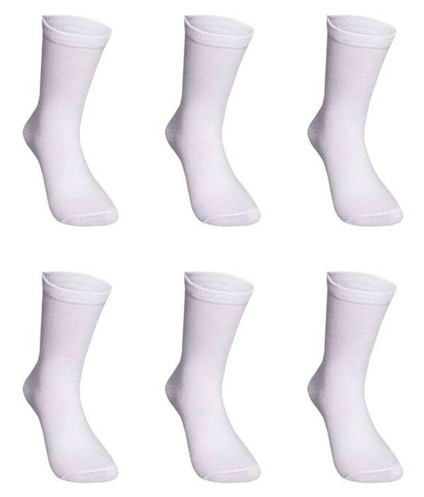     			Voici White Formal Full Length Socks Pack of 6