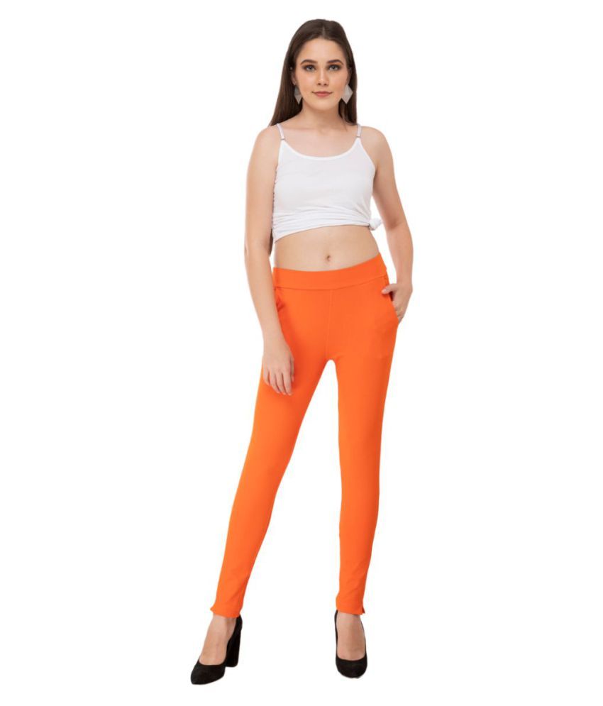 orange jeggings