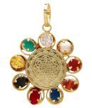 Green Spiritual Shree Yantra  Navratna Navgraha Pendant/Locket for Men and Women Gold-plated Brass Locket