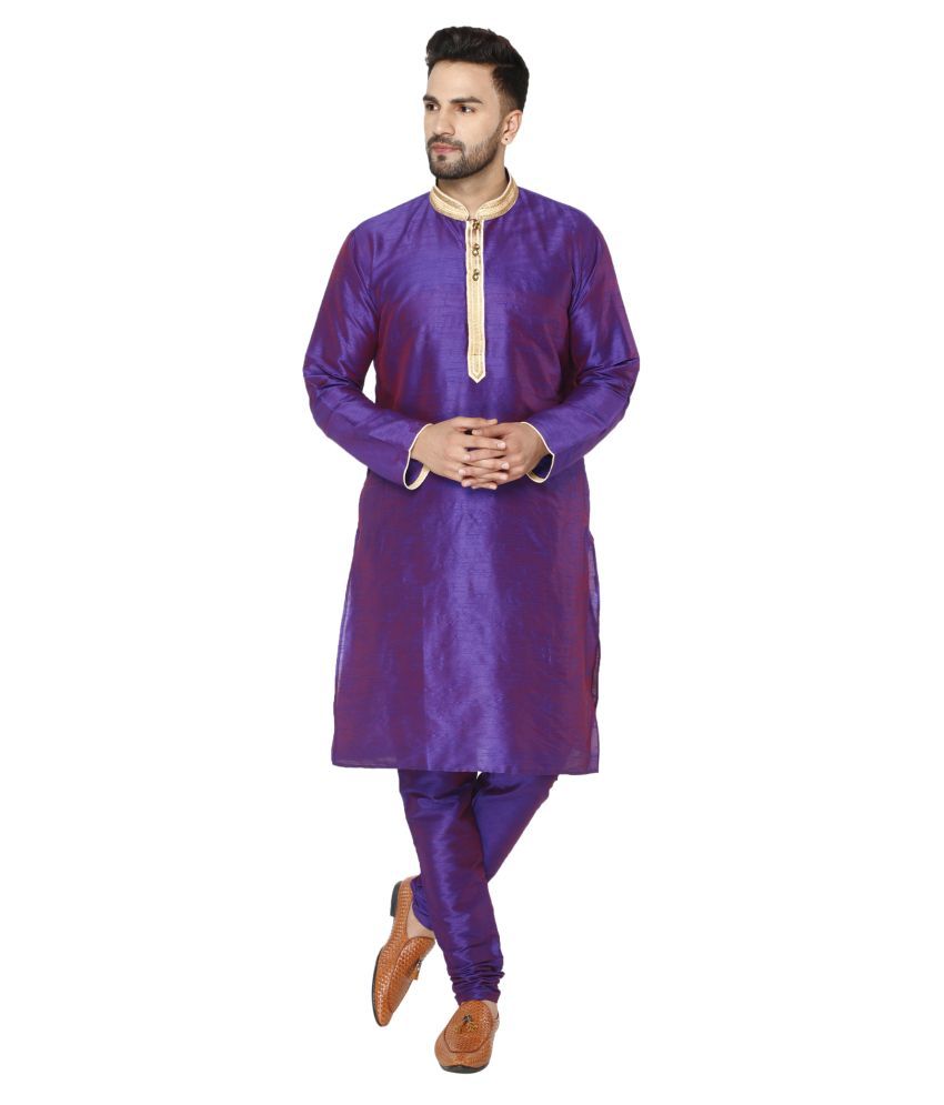     			SKAVIJ Blue Silk Blend Kurta Pyjama Set