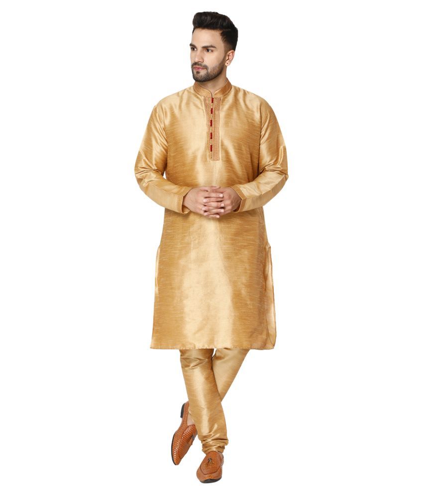     			SKAVIJ Brown Silk Blend Kurta Pyjama Set