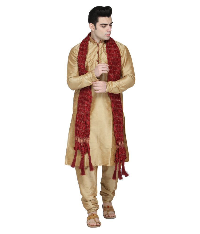     			SKAVIJ Brown Silk Blend Kurta Pyjama Set