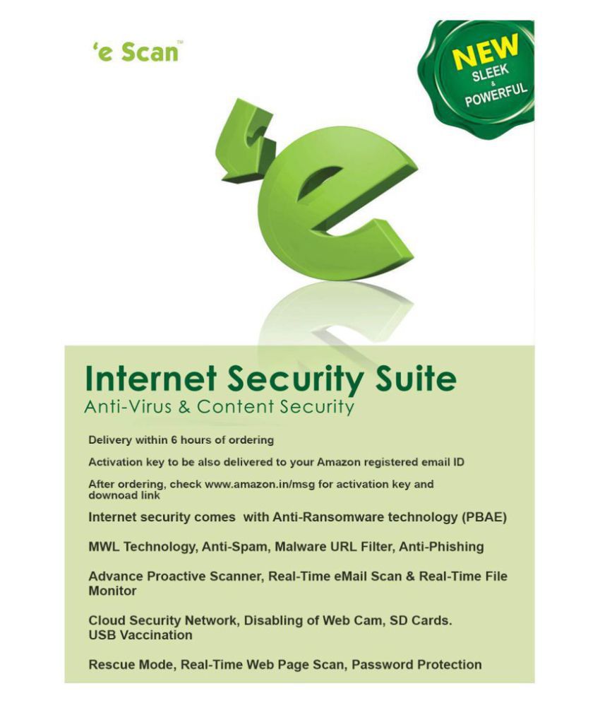 eScan Internet Security Latest Version ( 1 PC / 3 Year ) - Activation Code-Email Delivery