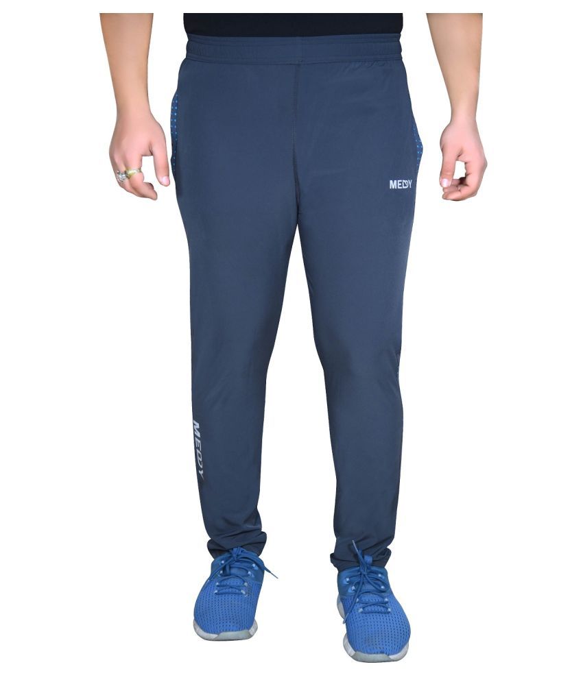 Black Polyester Straight Fit Trackpant by FITMonkey