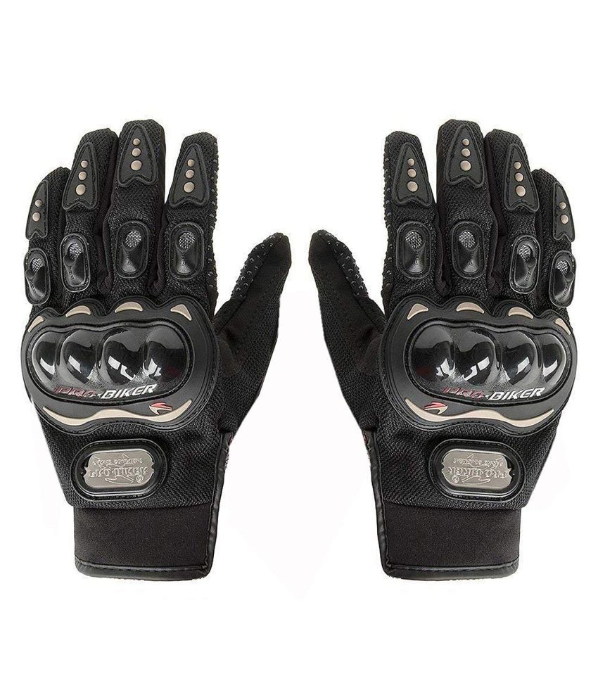 Probiker Black Carbon Fiber Full Hand Protective Gloves For Motor Cycle