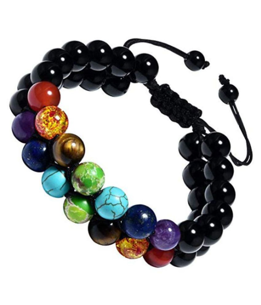 8mm Black Agate + 7 Chakra Natural Agate Stone Bracelet Buy 8mm Black