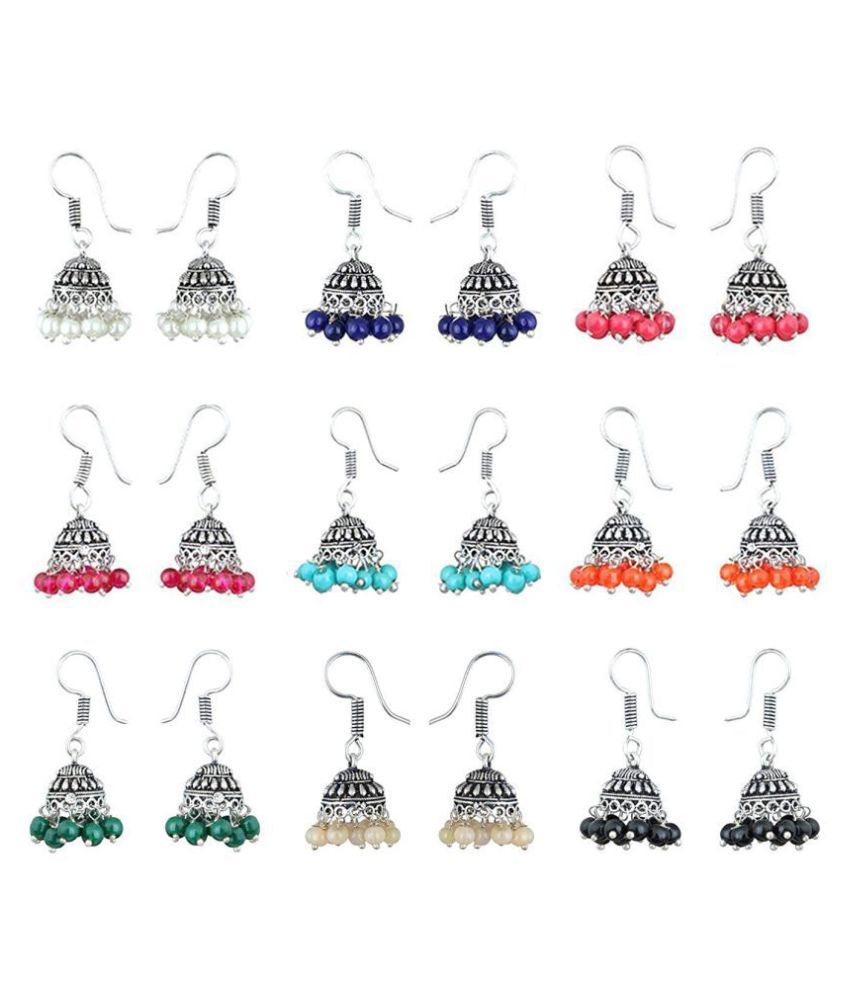     			Sukkhi Exclusive Multicolor Oxidised Combo Of 9 Jhumki Earrings For Women