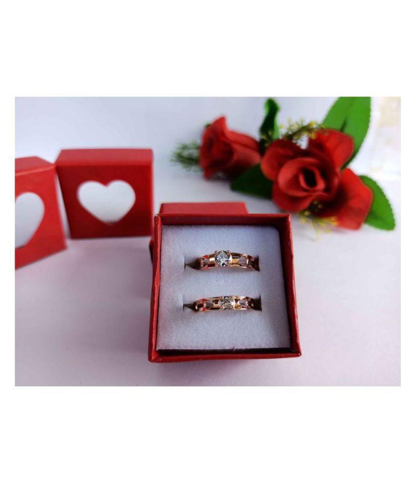     			Sunhari Jewels Stylish Brass Rose Gold Plated Couple Ring for lovers