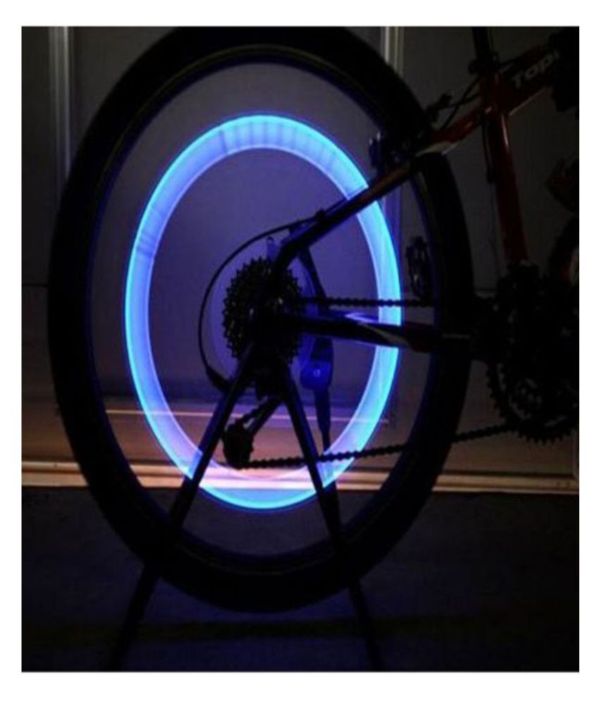 Wheel Tyre Tire Valve Cap LED Neon Flash Lamp Light Blue Bike Bicycle ...