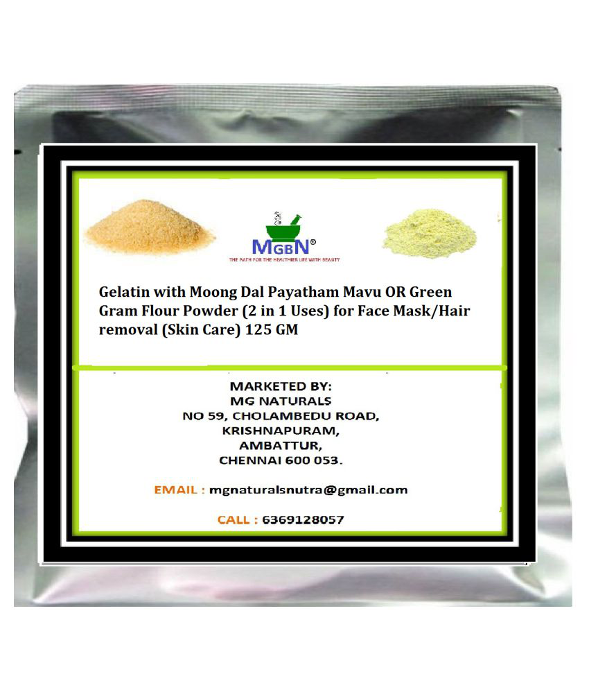 MGBN GELATIN WITH MOONG DAL PAYATHAM MAVU POWDER125GM Face Peel 125 gm  Buy MGBN GELATIN WITH MOONG DAL PAYATHAM MAVU POWDER125GM Face Peel 125 gm  at Best Prices in India  Snapdeal