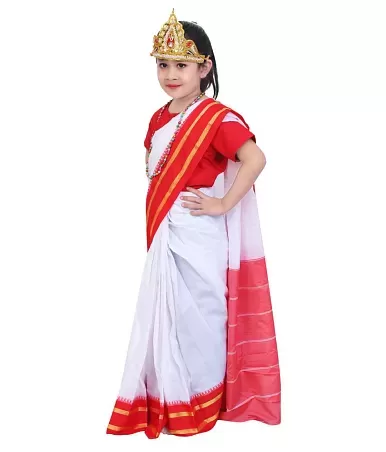 Bharat matha fancy dress make up | independence day fancy dress make up | Bharat  matha dress getup - YouTube