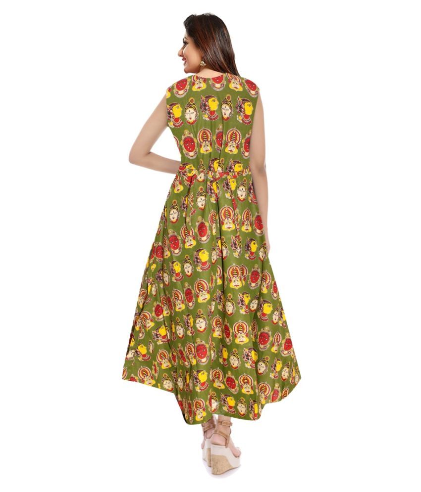 ALKA EMPORIUM JAIPUR Green Cotton Ethnic Gown Buy ALKA EMPORIUM