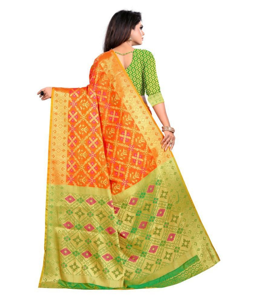 Nilkanth Enterprise Orange Banarasi Silk Saree - Buy Nilkanth ...