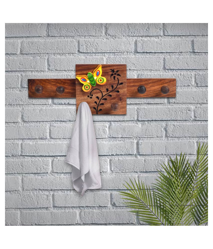     			Unravel India Brown Wood Key Holder - Pack of 1