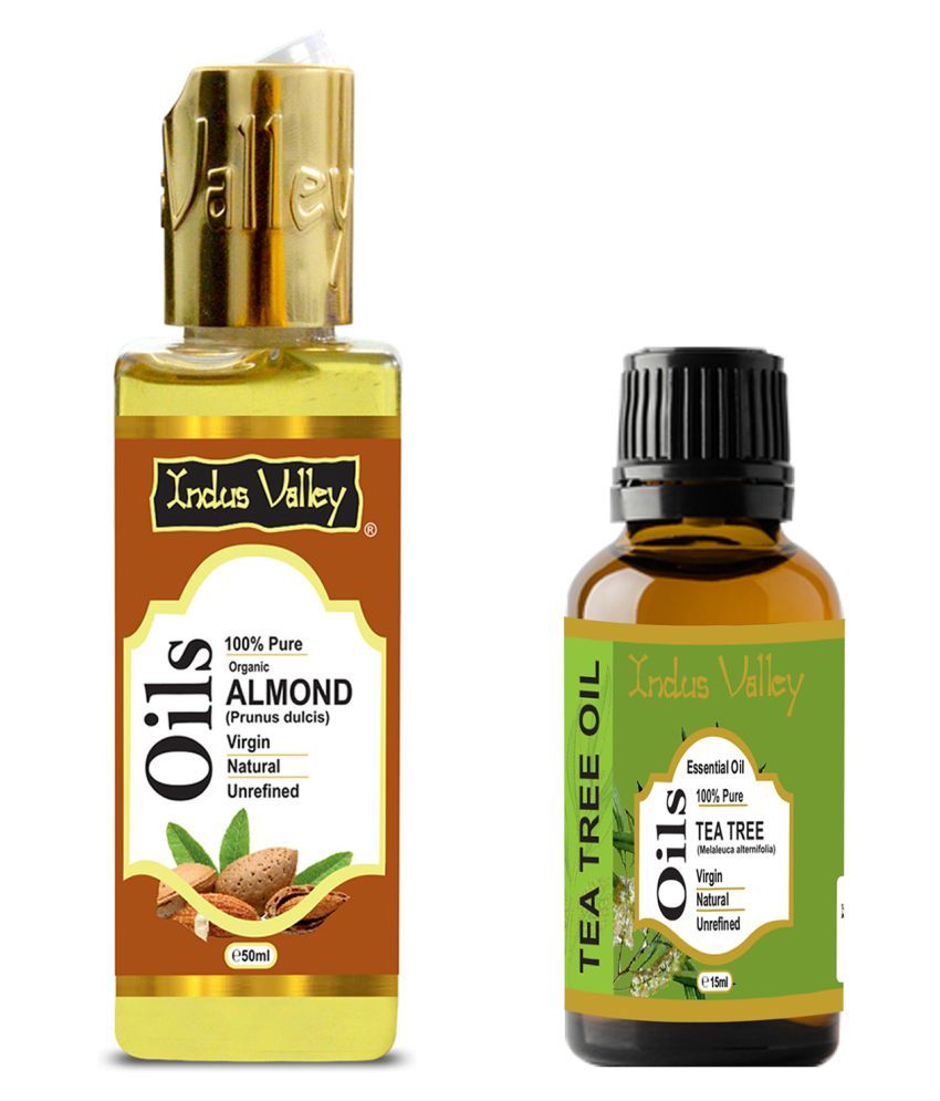     			Indus Valley 100% Natural & Organic, Tea Tree Essential Oil with Almond Carrier Oil Combo Pack OF 2